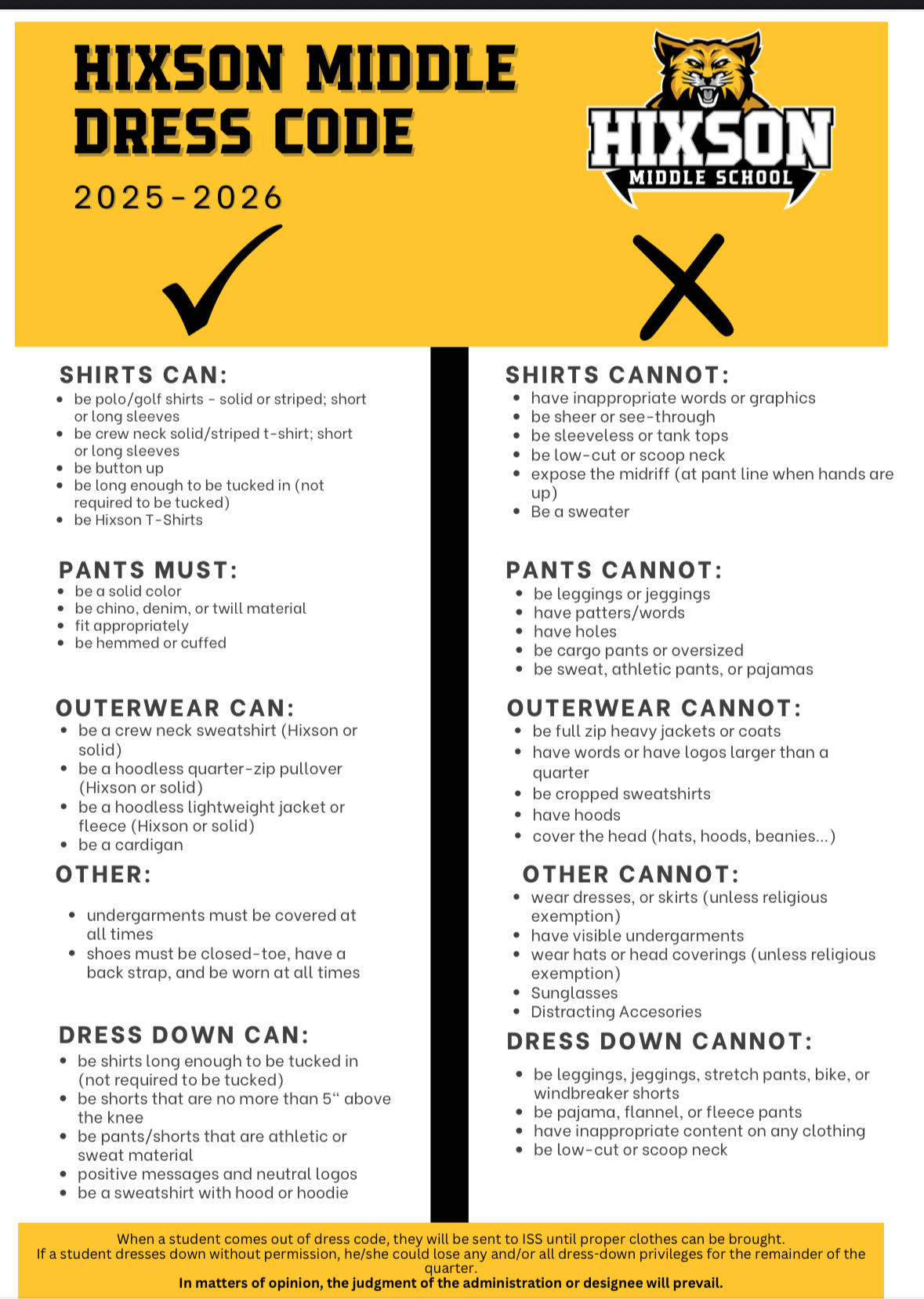 Springview Dress Code Student Information – Hixson Middle School